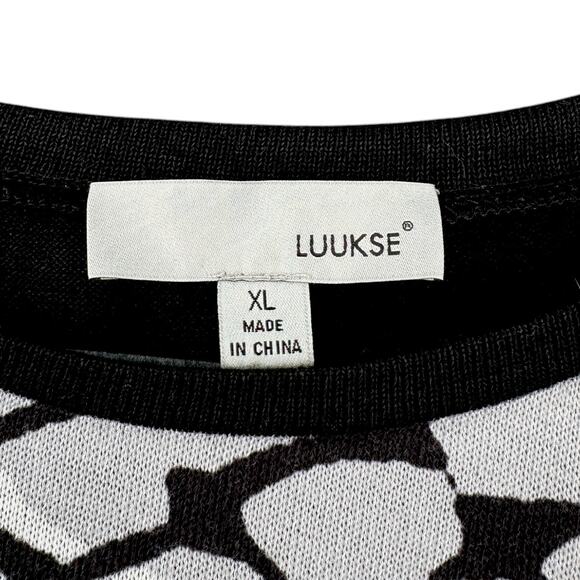 LUUKSE Black And White Abstract Print Bell Sleeves Long Sleeve Top Extra Large - Picture 3 of 5